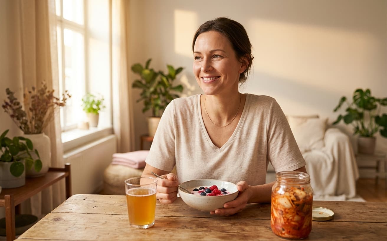 Photo-realistic editorial image for The Gut-Brain Connection: How Your Microbiome Affects Your Mood