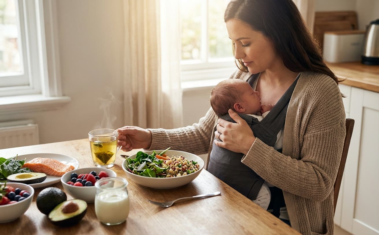 Photo-realistic editorial image for Postpartum Nutrition: What to Eat After Giving Birth for a Stronger Recovery